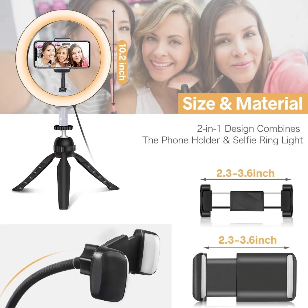 10" Studio Style LED Ring Light With Phone Mount