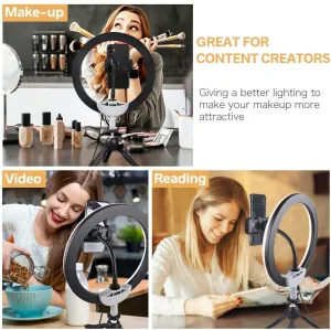 10" Studio Style LED Ring Light With Phone Mount