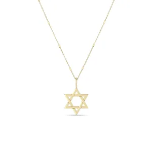 14k Gold Medium Star of David Pendant Necklace