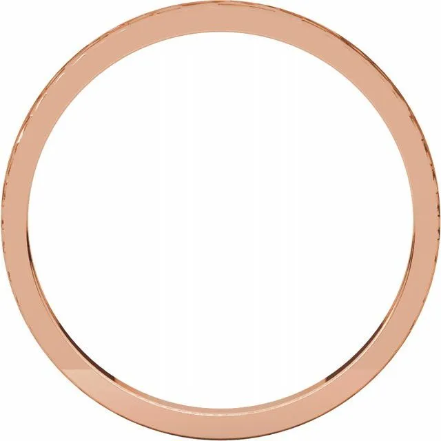 14K Rose 2 mm Flat Band with Hammer Finish