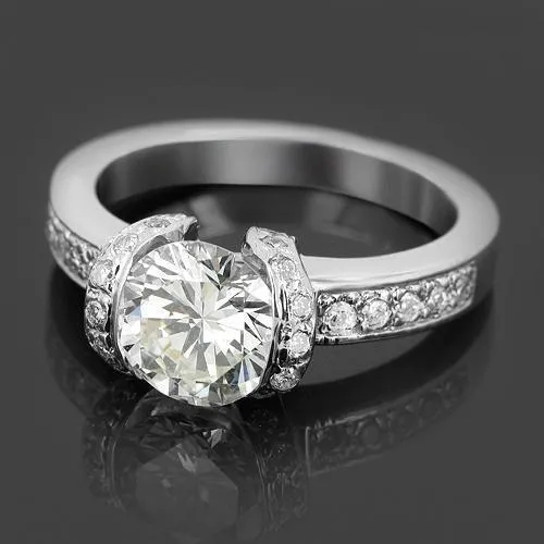 14K White Solid Gold Custom Diamond Engagement Ring