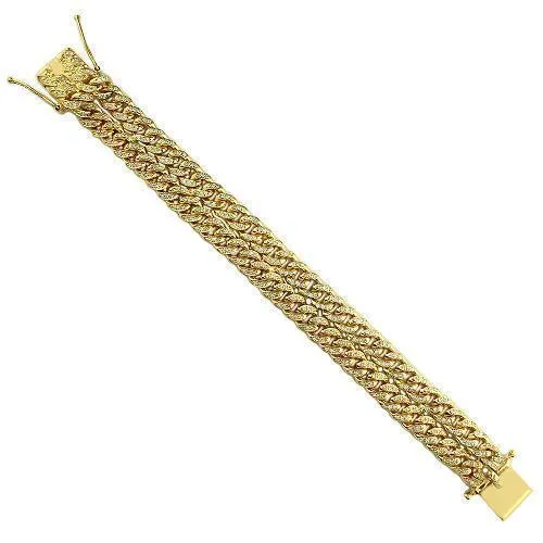 14K Yellow Gold Mens Two-Row Diamond Cuban Bracelet 8.50 Ctw