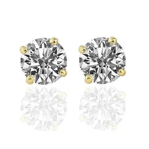 14K Yellow Solid Gold Unisex Massive C.E. Diamond Stud Earrings 4.76 Ctw