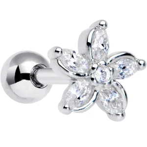 16 Gauge 1/4 Clear Gem Pretty Petals Flower Cartilage Tragus Earring