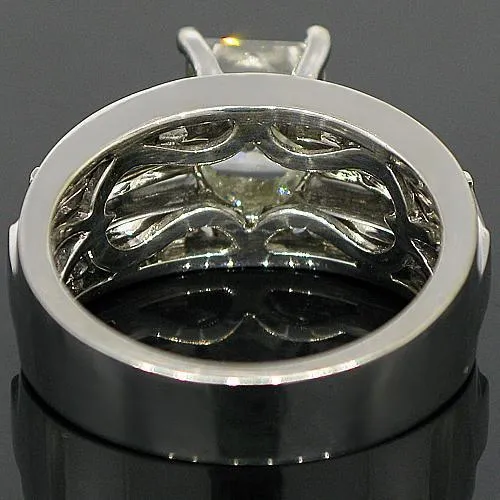 18K White Solid Gold Diamond Engagement Ring 4.26 Ctw