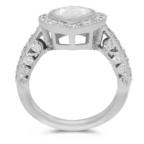 18K White Solid Gold Womens Custom Diamond Engagement Ring 3.06 Ctw