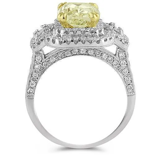 18K White Solid Gold Womens Diamond Gorgeous Engagement Ring With EGL Certified Center Stone 4.52 Ctw
