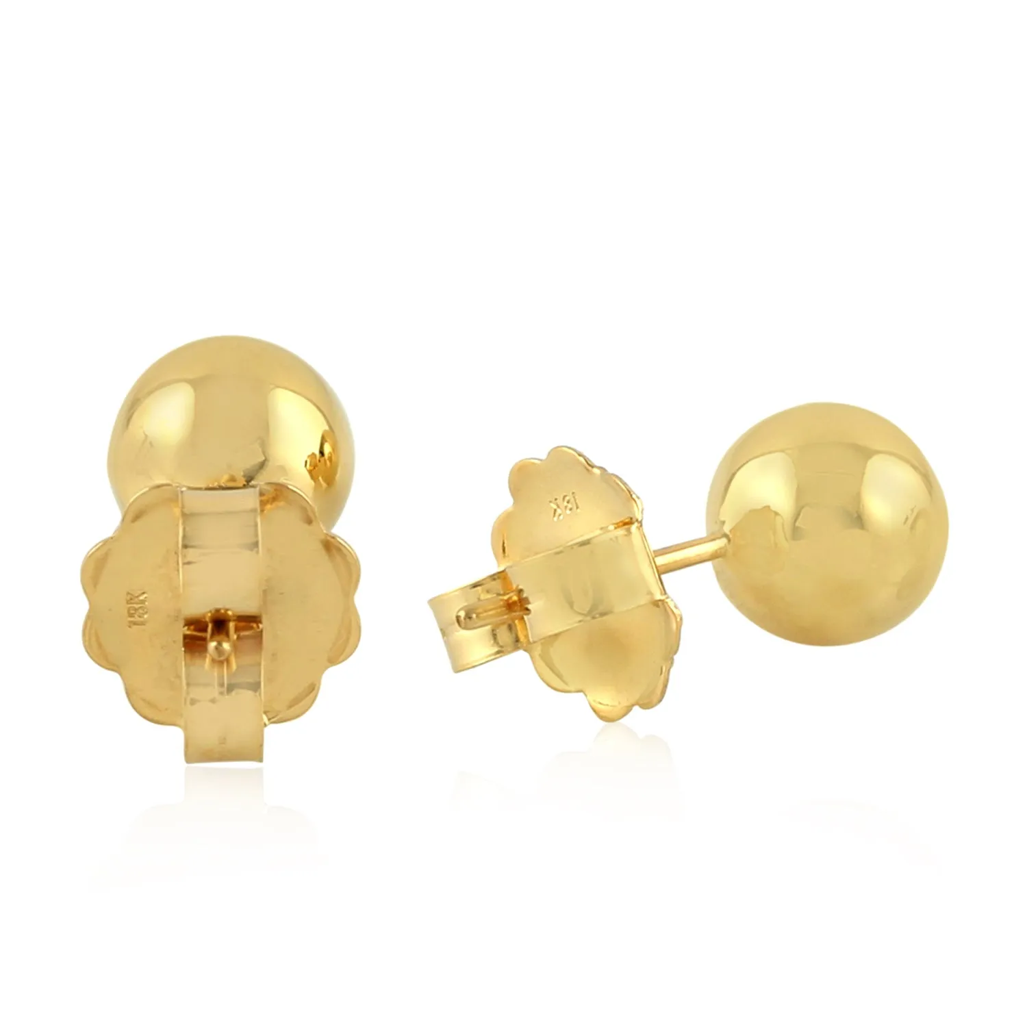 18K Yellow Gold Simple Design Stud Earrings For Her