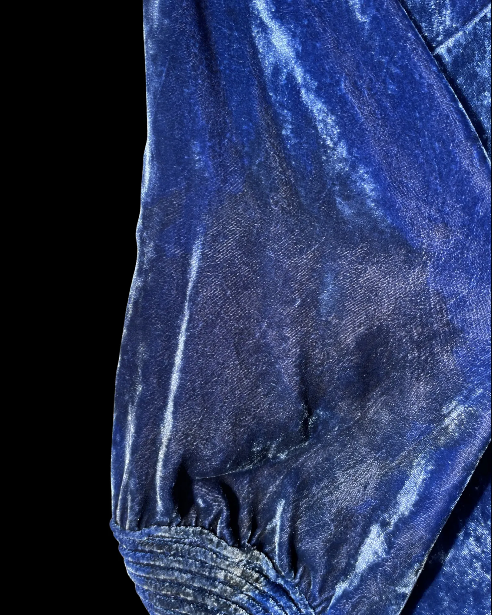 1930s Royal Blue Bias Cut Silk Velvet Split Sleeve Gown