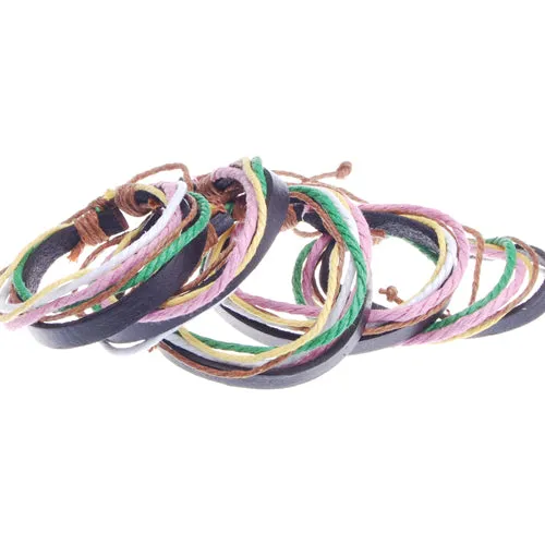 2013-2014 Simple fashion Color leather string bracelet,Multi-layer leather hemp rope woven bracelet,Mixed Colored,sold 10pcs per pkg