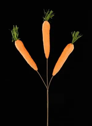 22"L Velvet Carrot Spray x 3: Orange - HE4181