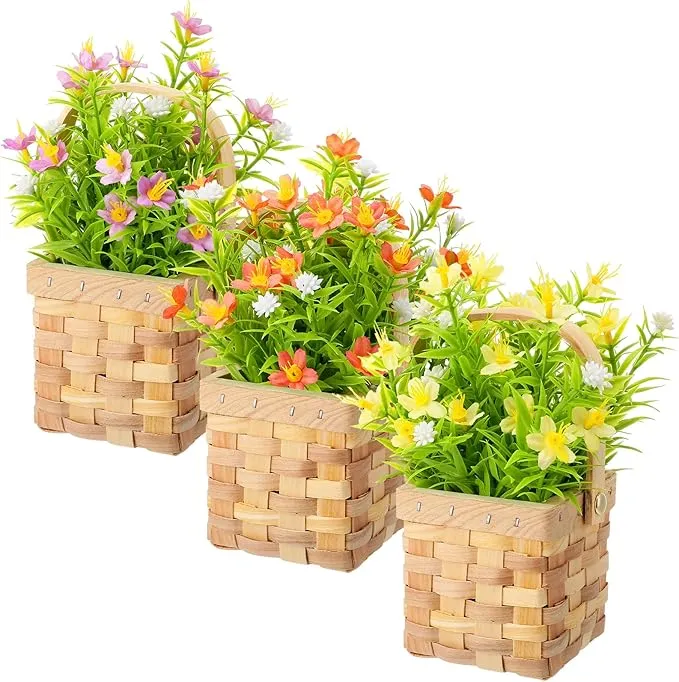 3 Pcs Babys Breath Artificial Flowers with Basket