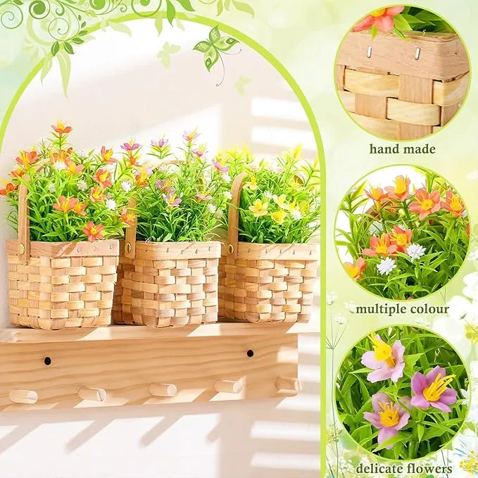 3 Pcs Babys Breath Artificial Flowers with Basket
