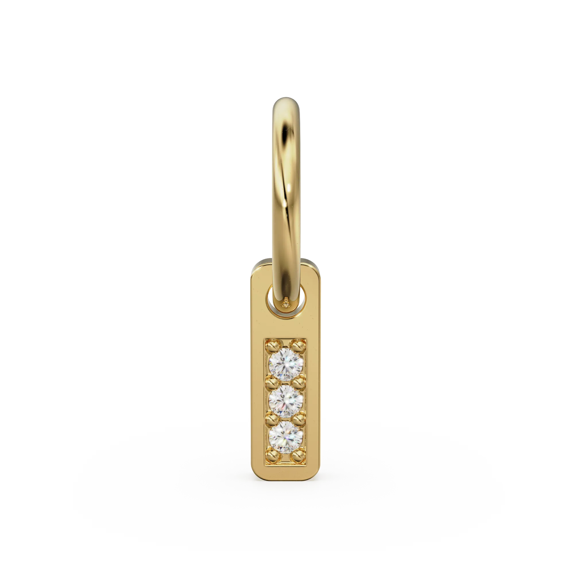 3 Stone Diamond Bar Charm Pendant / 14k 18k Solid Gold Pendant / Diamond Pendant / Trio Diamond Charm / Sale