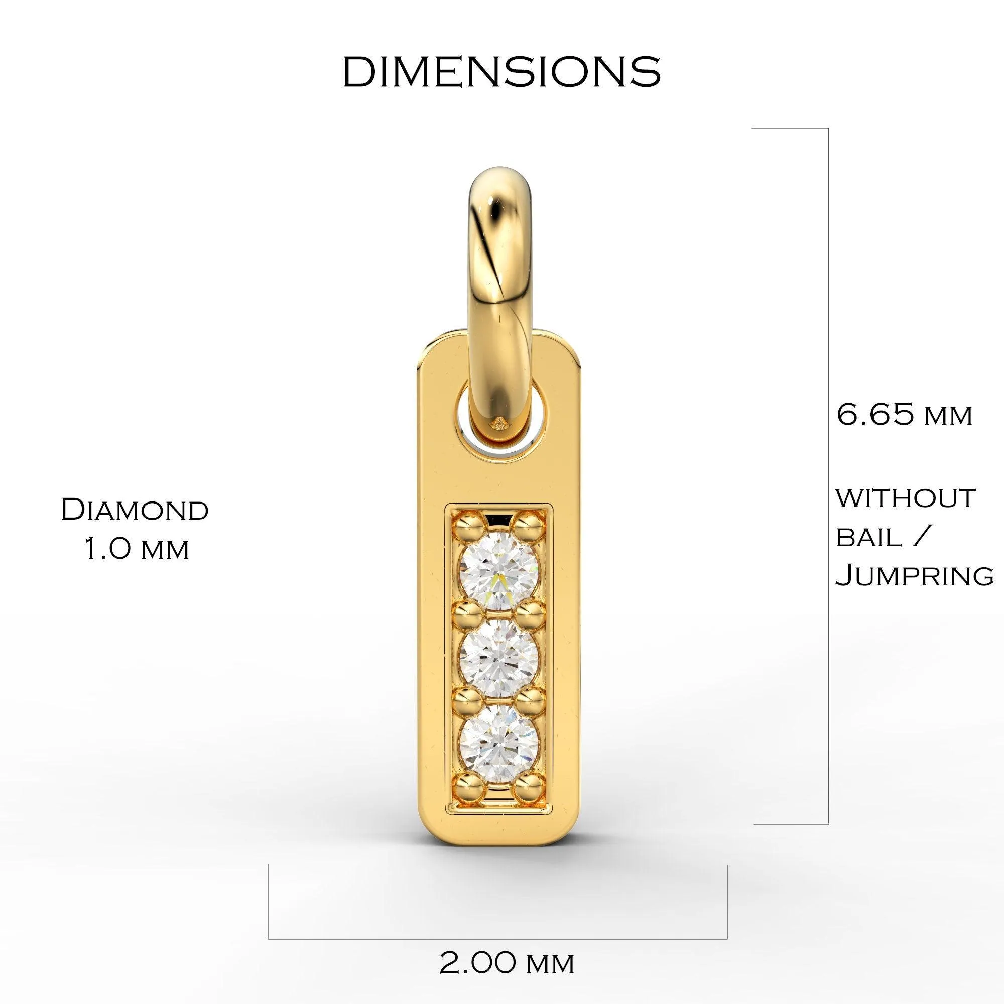 3 Stone Diamond Bar Charm Pendant / 14k 18k Solid Gold Pendant / Diamond Pendant / Trio Diamond Charm / Sale