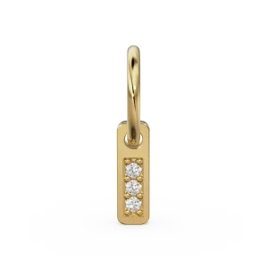 3 Stone Diamond Bar Charm Pendant / 14k 18k Solid Gold Pendant / Diamond Pendant / Trio Diamond Charm / Sale