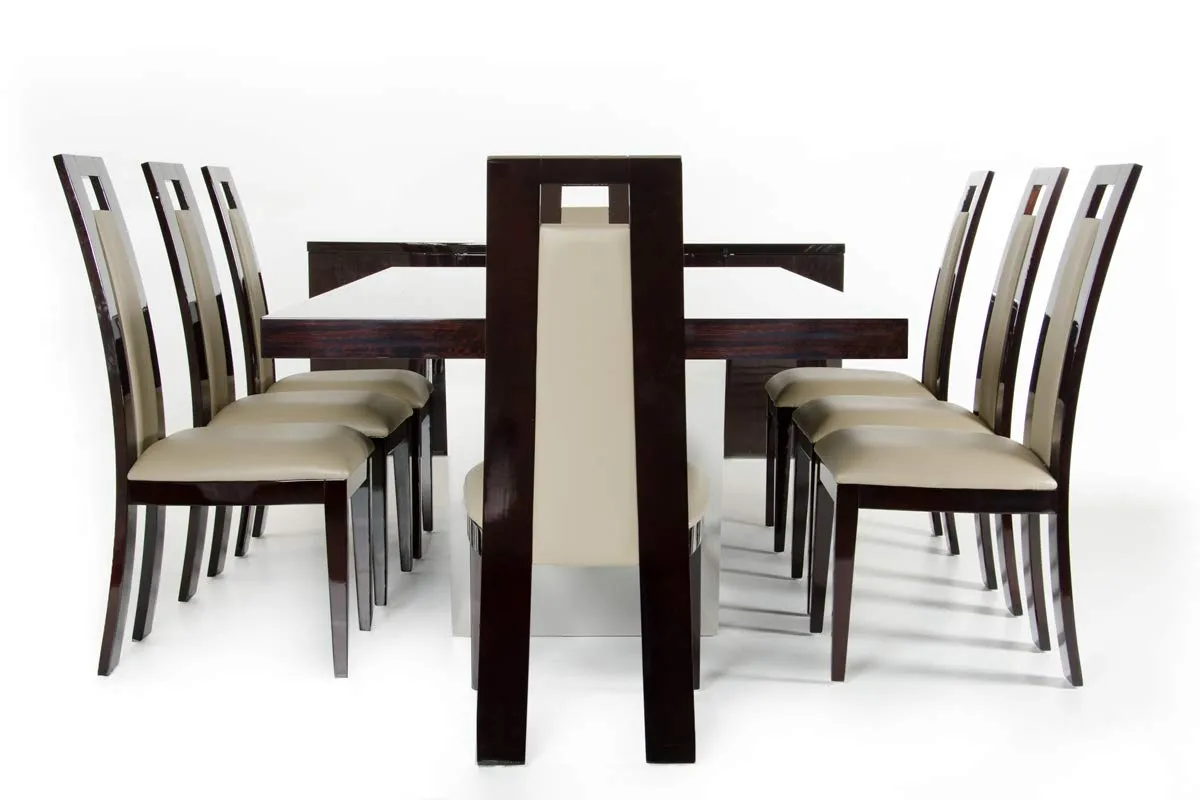 30" Ebony High Gloss MDF and Steel Dining Table