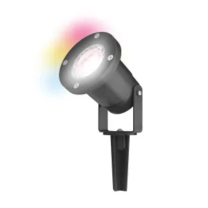 4lite Smart Wiz Connected Outdoor Garden LED Spike Light GU10 IP65 Colour Changing Tuneable White WiFi/Bluetooth 4.9w 345lm Black GU10 Smart Bulb Included