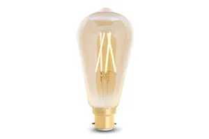 4lite WiZ Connected ST64 Amber White WiFi LED Smart Bulb B22 Bayonet Cap