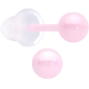 4mm Pink Ceramic Ball Stud Earrings 18 Gauge