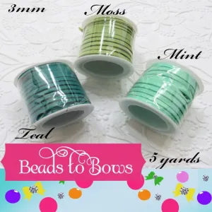 5M Roll Teal, Moss, Mint Faux Suede Cord, 3 X 1.5mm Jewelry Making Cord, Suede Lacing And  Bracelet String, 5M = 16 Feet
