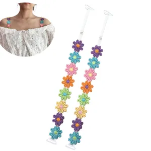 6 Color Daisy Removable Bra Straps for Strapless Bra/Dress
