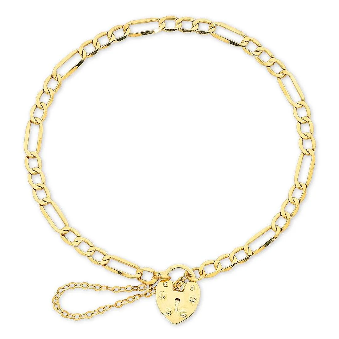 9ct Yellow Gold Silver Infused Padlock Bracelet