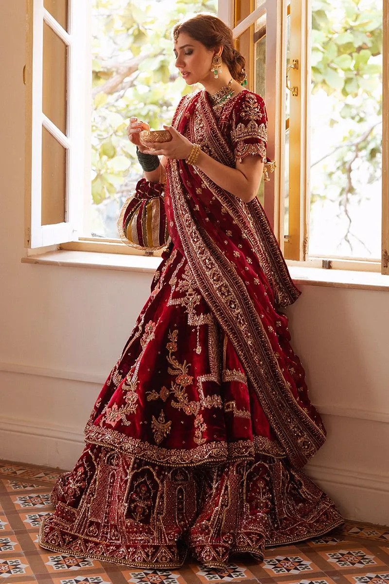 A Chic Velvet Hand Embroidered Bridal Lehenga #BR26