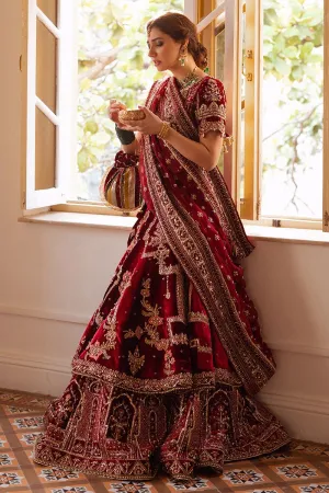 A Chic Velvet Hand Embroidered Bridal Lehenga #BR26