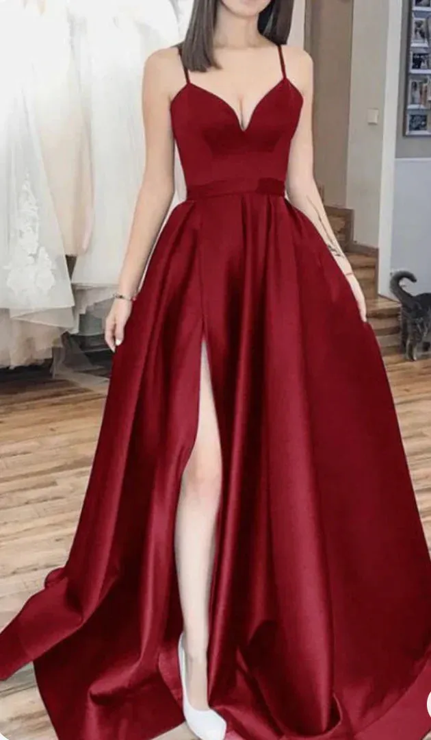 A Line 2025 Black Prom Dresses V Neck Evening Gown Spaghetti Strap
