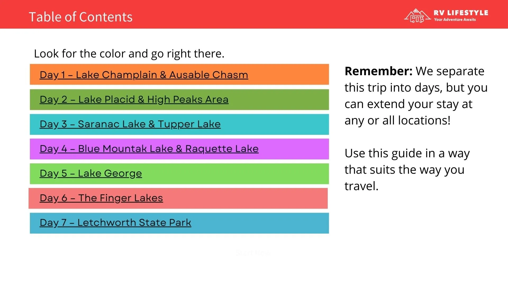 Adirondack Park and Finger Lakes RV Adventure Guide