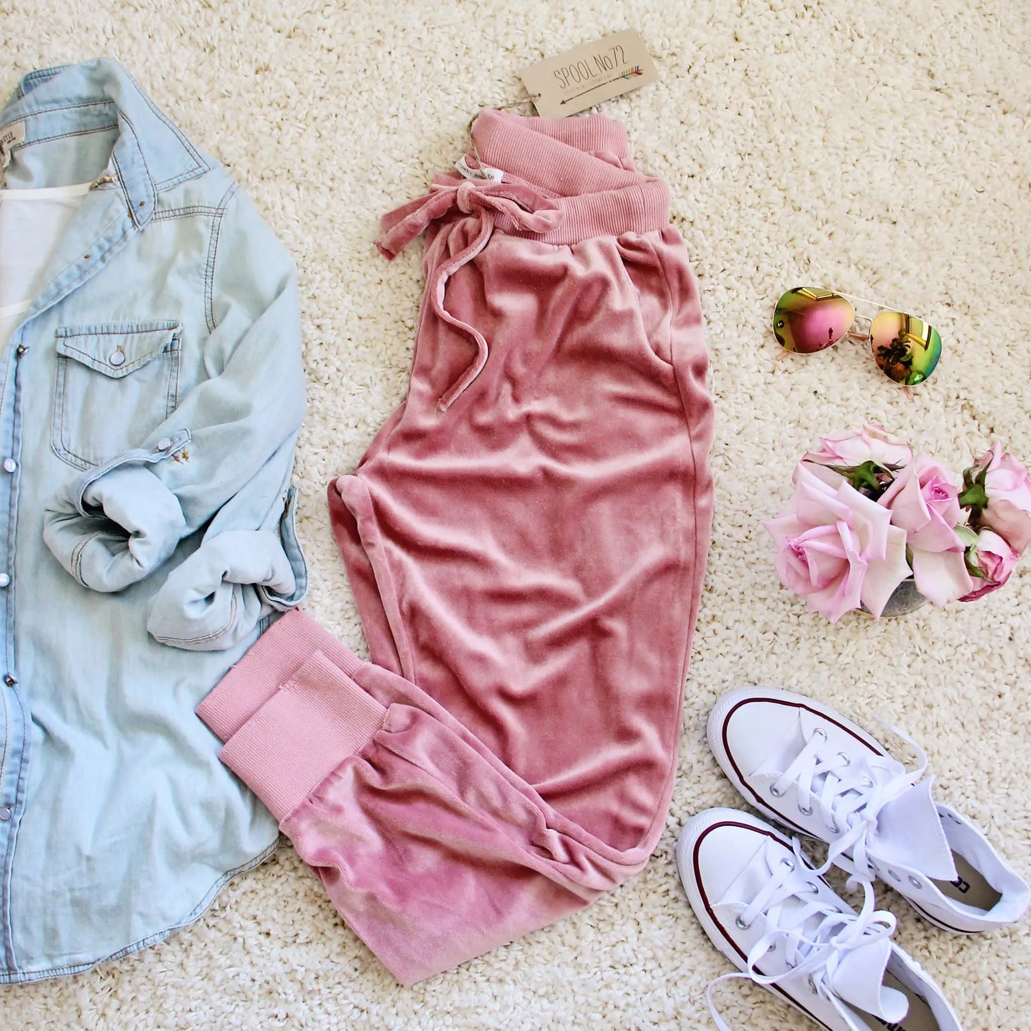 Agave Rose Velvet Joggers