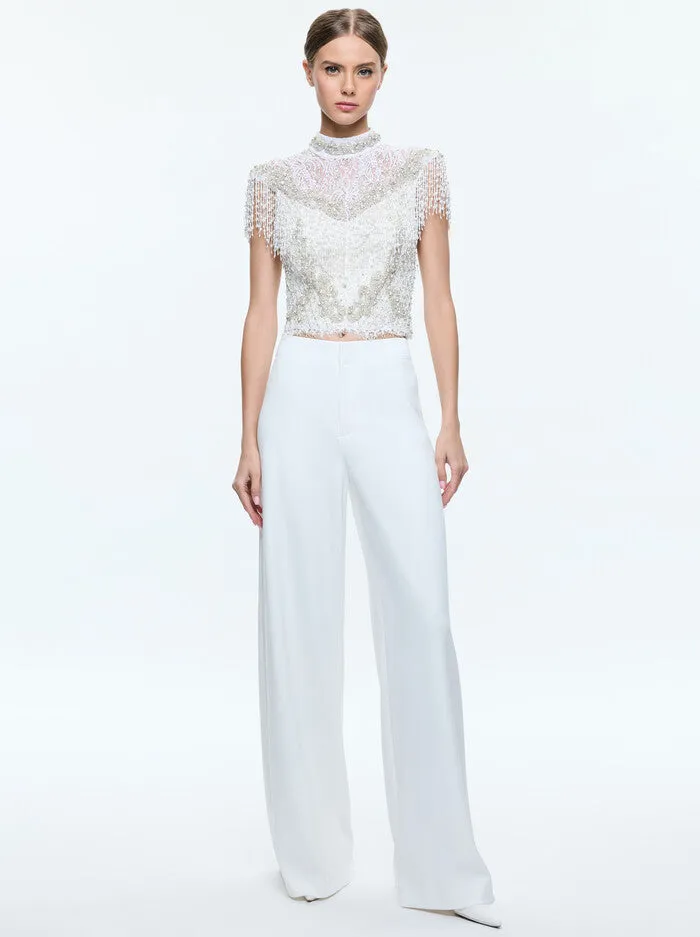 Alice   Olivia - Andra High Rise Wide Leg Pant - Off White