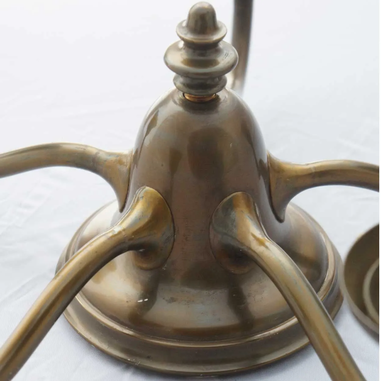 American Art Nouveau Brass Five-Arm Ceiling Flush Mount Chandelier Light Fixture