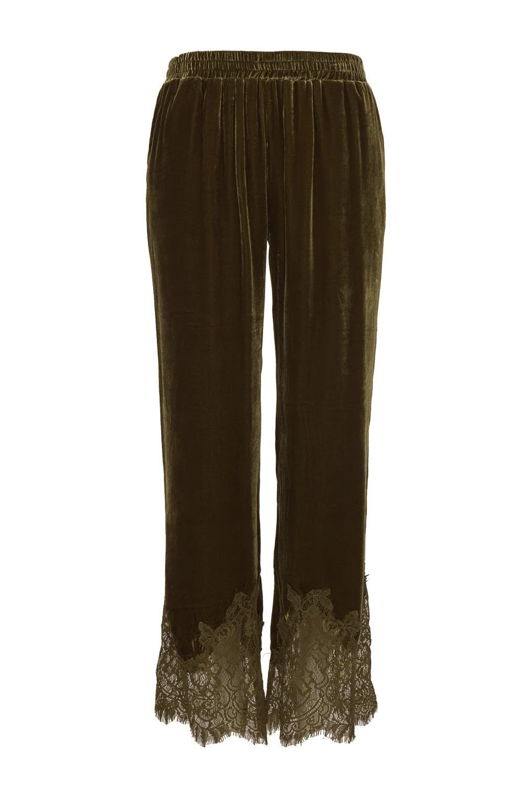 Anastasia Lace Velvet Pants - Burnt Olive