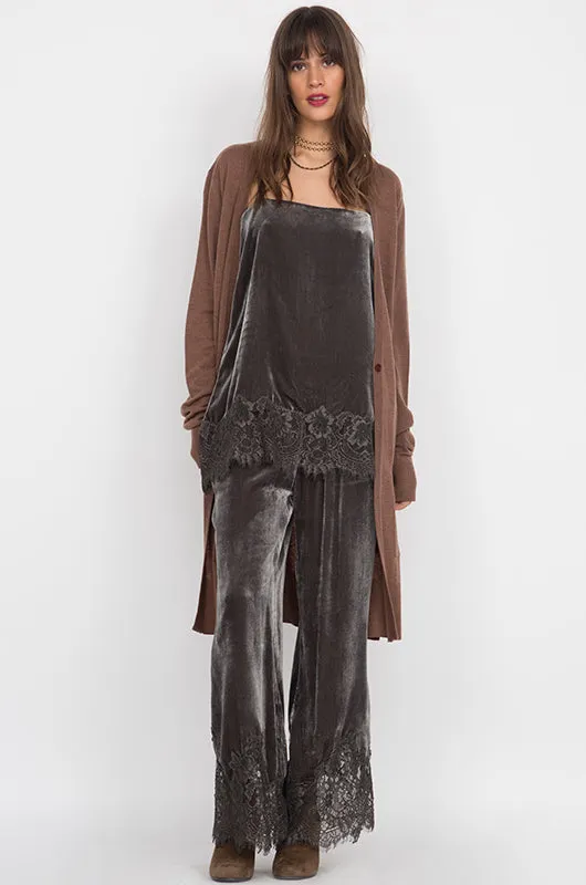 Anastasia Lace Velvet Pants Dark Olive