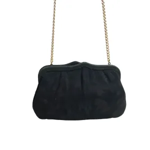 Andé Women's Black  Goldtone Chained Genuine Lamb Suede Shoulder Clutch Sz S