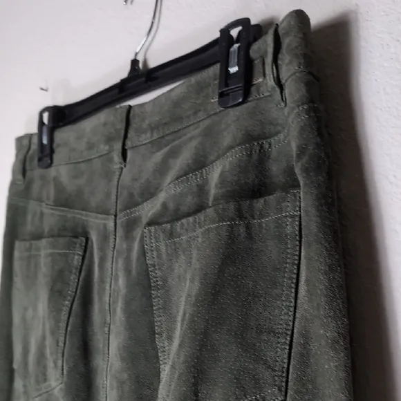 Anthropologie Leather Pencil Skirt Women's 31 Hunter Green Midi Skirt