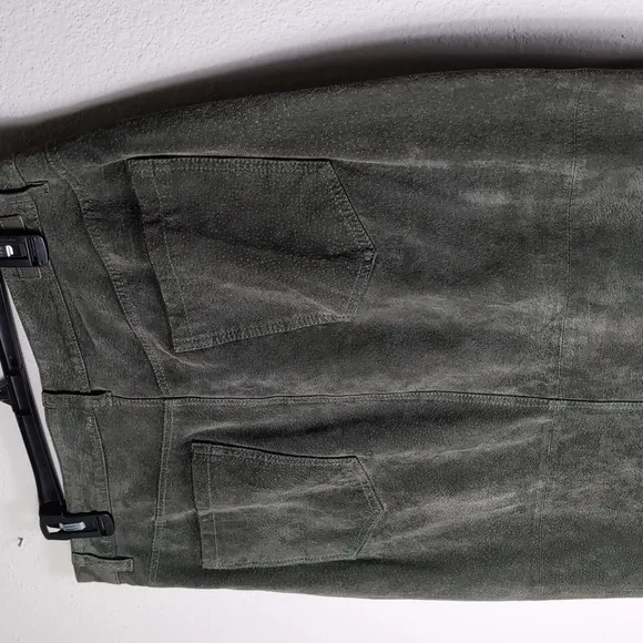 Anthropologie Leather Pencil Skirt Women's 31 Hunter Green Midi Skirt
