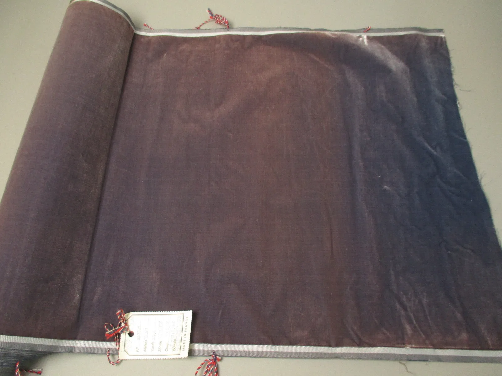 Antique velvet fabric France Victorian cotton silk Dusty Lavender