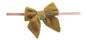 Baby Bling Brass Velvet Bow Skinny Headband