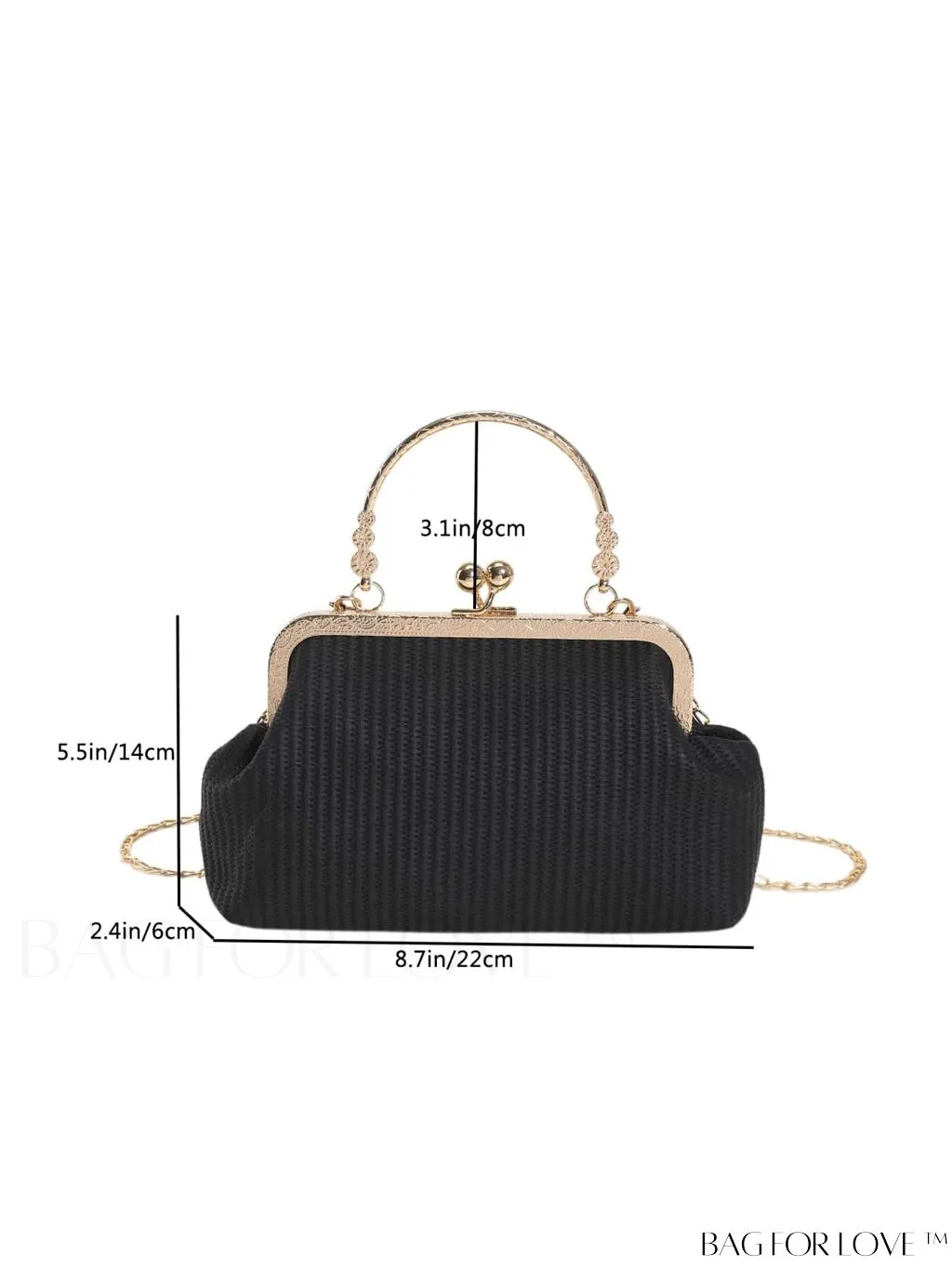 BagForLove - Black Envelope Closure Handheld Shoulder Bag - Simple and Elegant
