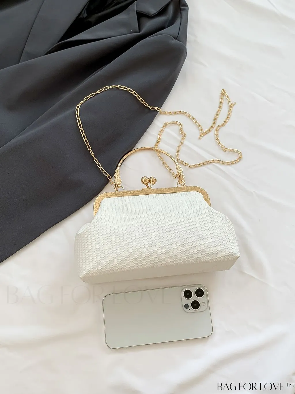 BagForLove - Black Envelope Closure Handheld Shoulder Bag - Simple and Elegant