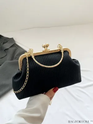 BagForLove - Black Envelope Closure Handheld Shoulder Bag - Simple and Elegant