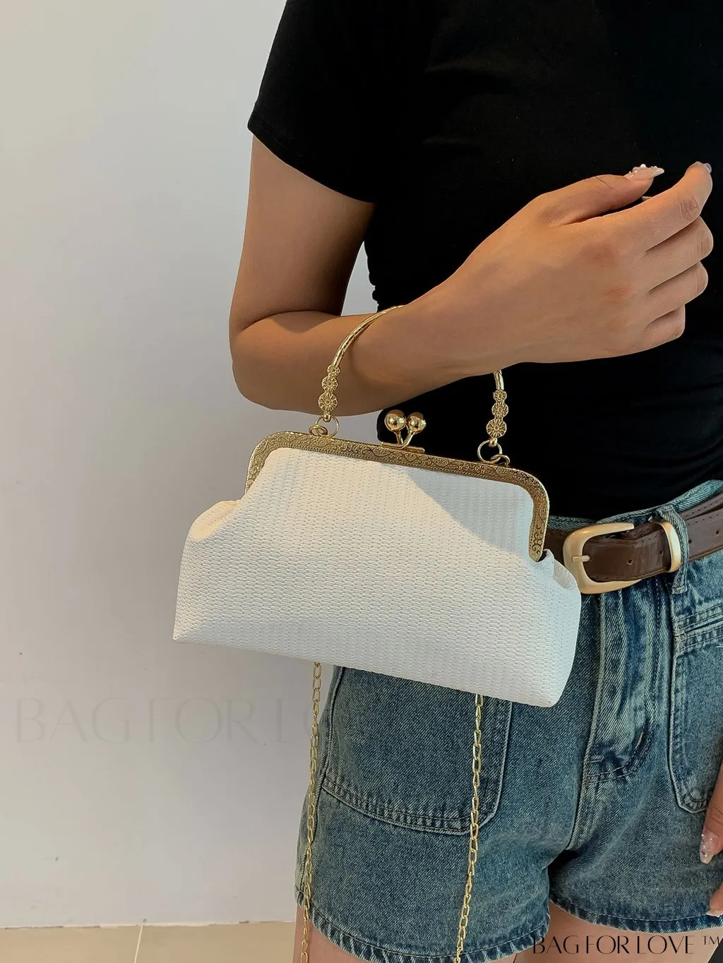 BagForLove - Black Envelope Closure Handheld Shoulder Bag - Simple and Elegant