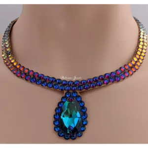 Ballroom Necklace Simple pear in Meridian blue