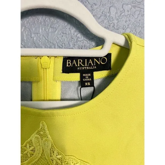 Bariano Yellow Long  Suede Dress with Lace