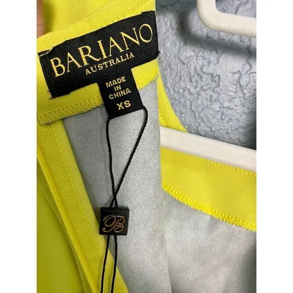 Bariano Yellow Long  Suede Dress with Lace