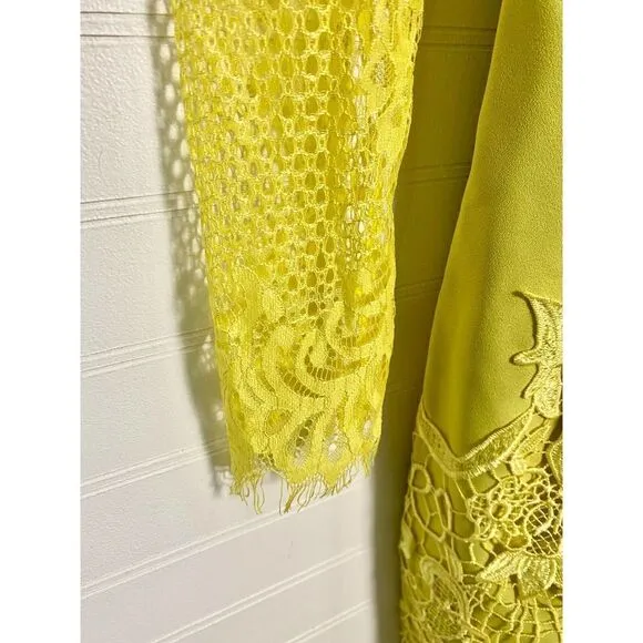 Bariano Yellow Long  Suede Dress with Lace