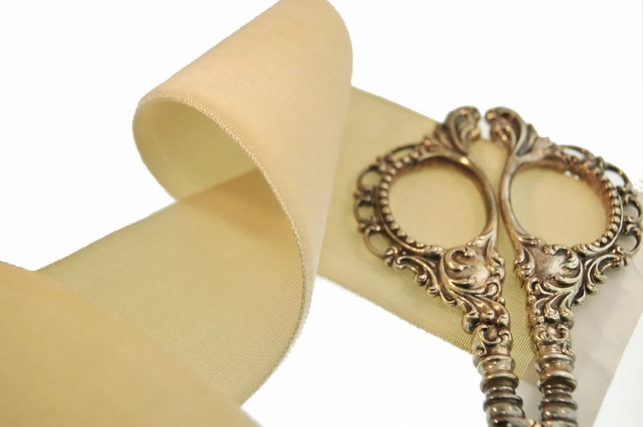 Beige Wheat Velvet Ribbon Vintage from France 50mm